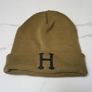 Knit Cuffed olive beanie